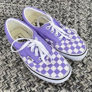 EUC Vans purple checkered lace up shoes